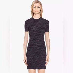 Versace Elegant Black Patterned Mini Dress